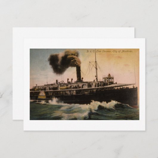 D&C Line Steamer City of Mackinac Briefkaart (Voorkant / Achterkant)