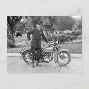 D.C. Politieagent motorfiets, 1932 Briefkaart