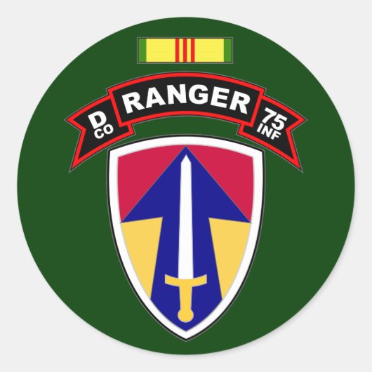 D Co, 75th Infantry Regiment - Rangers, Vietnam Ronde Sticker (Voorkant)