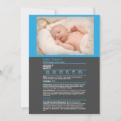 D&D Baby Birth Announcement Blue Boy Aankondiging (Achterkant)