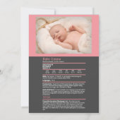 D&D Baby geboorteaankondiging roze meisje Aankondiging (Achterkant)