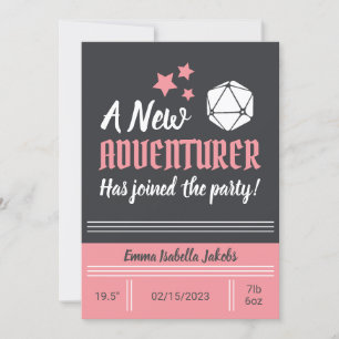 D&D Baby geboorteaankondiging roze meisje Aankondiging