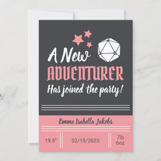 D&D Baby geboorteaankondiging roze meisje Aankondiging