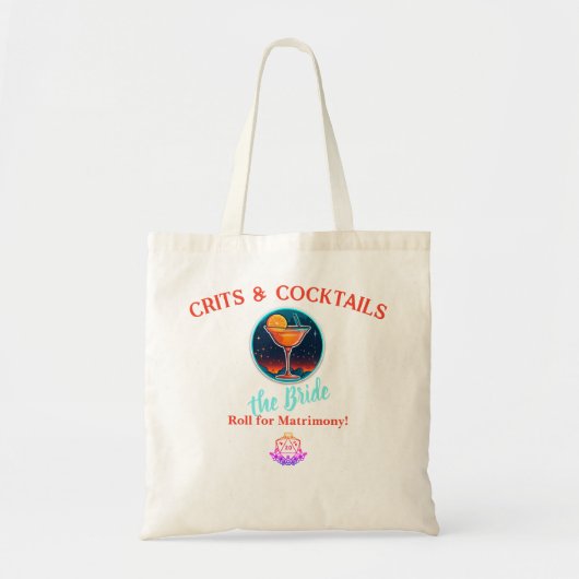 D&D Bachelorette Canvas tas: Crits & Cocktails Tote Bag (Voorkant)