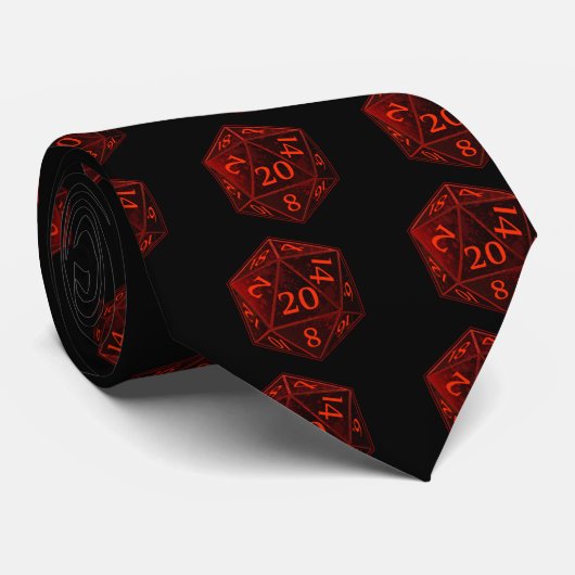 D&D d20 Black en Red CHAOS die Stropdas (Opgerold)