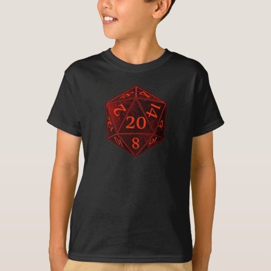 D&D d20 Black en Red CHAOS die T-shirt (Voorkant)