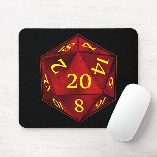 D&D d20 Crimson en Gold FIRE die Muismat (Met muis)