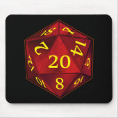 D&D d20 Crimson en Gold FIRE die Muismat (Voorkant)
