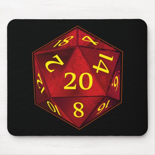 D&D d20 Crimson en Gold FIRE die Muismat (Voorkant)
