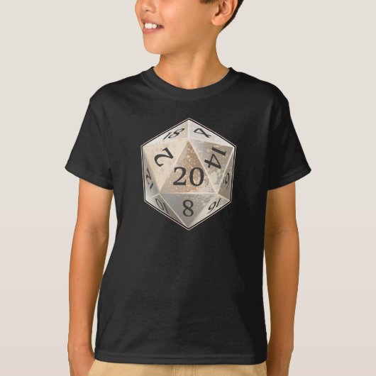 D&D d20 Ivory en Black BONE die T-shirt (Voorkant)