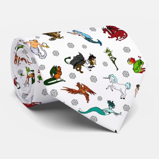 D&D Dice en Fantasy Creaters Stropdas (Opgerold)