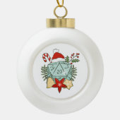 D&D Kerstmis D20 dobbelstenen Keramische Bal Ornament (Voorkant)