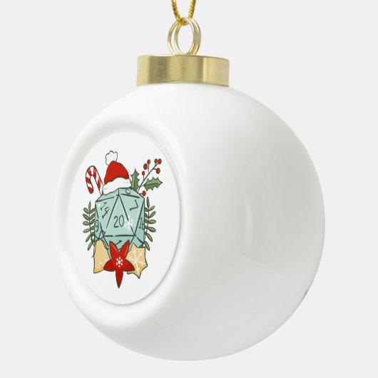 D&D Kerstmis D20 dobbelstenen Keramische Bal Ornament (Rechts)
