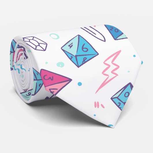 D&D NeckTie, Schattigee D20 dobbelstenen, Dungeon  Stropdas (Opgerold)