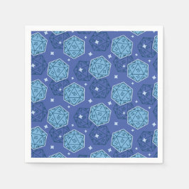 D&D Verjaardagsfeestje Blauw D20 Dice Papier Serve Servet