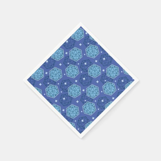 D&D Verjaardagsfeestje Blauw D20 Dice Papier Serve Servet (Hoek)