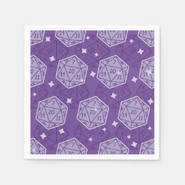 D&D Verjaardagsfeestje Paarse D20 Dice Papier Serv Servet