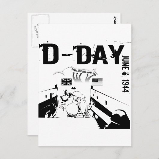 D-DAG 6 juni 1944 Briefkaart (Voorkant / Achterkant)