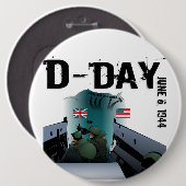 D-dag 6 juni 1944 ronde button 6,0 cm (Voorkant /achterkant)