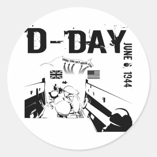D-DAG 6 juni 1944 Ronde Sticker (Voorkant)