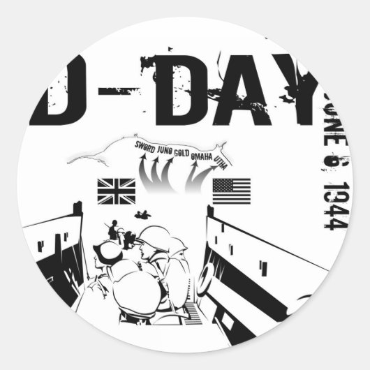 D-DAG 6 juni 1944 Ronde Sticker (Voorkant)