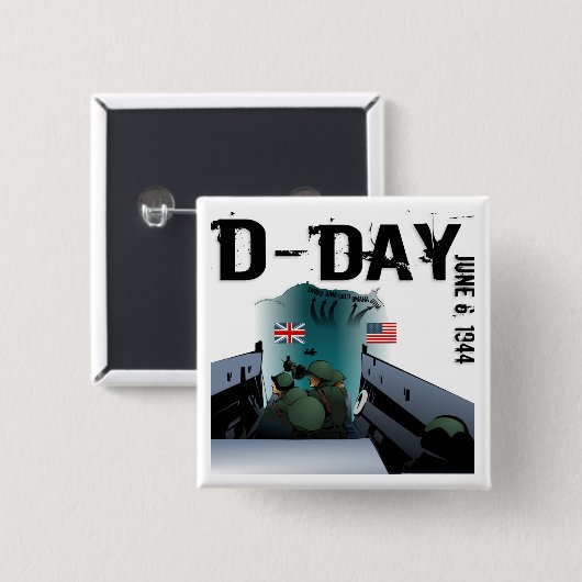 D-DAG 6 juni 1944 Vierkante Button 5,1 Cm (Voorkant /achterkant)