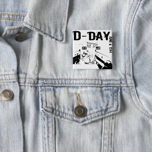 D-DAG 6 juni 1944 Vierkante Button 5,1 Cm (In situ)