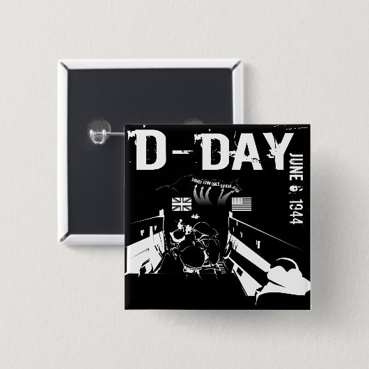 D-DAG 6 juni 1944 Vierkante Button 5,1 Cm (Voorkant /achterkant)