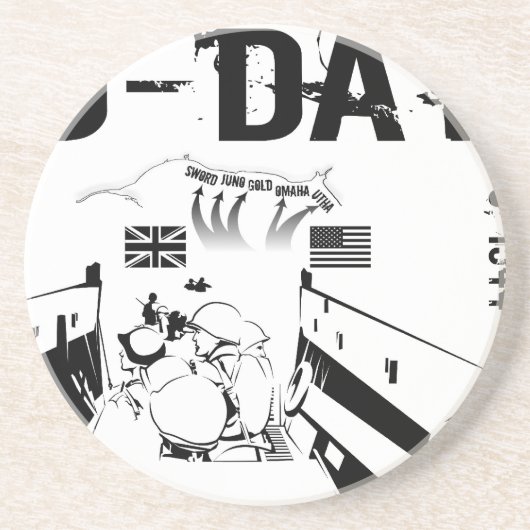 D-DAG 6 juni 1944 Zandsteen Onderzetter (Voorkant)