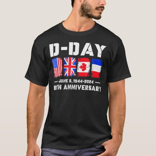 D Dag Normandië Landings 80e Jubileum T Shirt 1 (Voorkant)