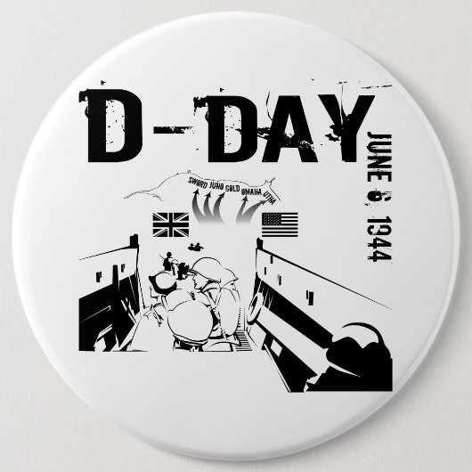 D-DAY 6 juni 1944 Ronde Button 6,0 Cm (Voorkant)
