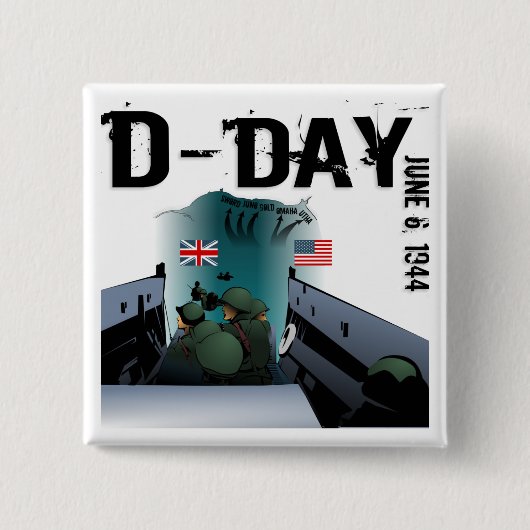 D-DAY 6 juni 1944 Vierkante Button 5,1 Cm (Voorkant)