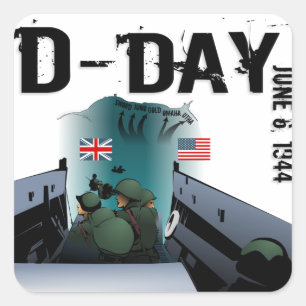 D-DAY 6 juni 1944 Vierkante Sticker