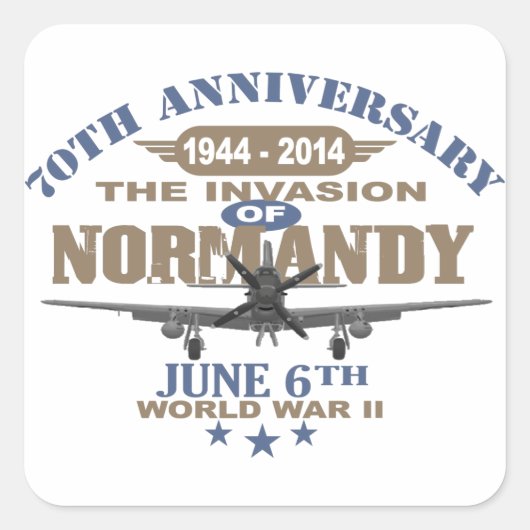 D-Day 70e Jubileum Battle of Normandy Vierkante Sticker (Voorkant)