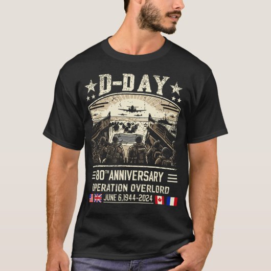 D-Day Dwight D. Eisenhower citaat D-Day 80e verjaa T-shirt (Voorkant)