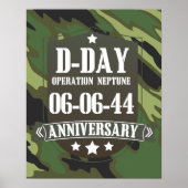 D-day Jubileum badge met camouflage Poster (Voorkant)