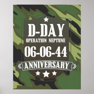 D-day Jubileum badge met camouflage Poster