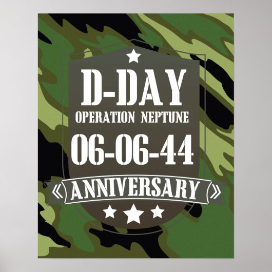 D-day Jubileum badge met camouflage Poster (Voorkant)