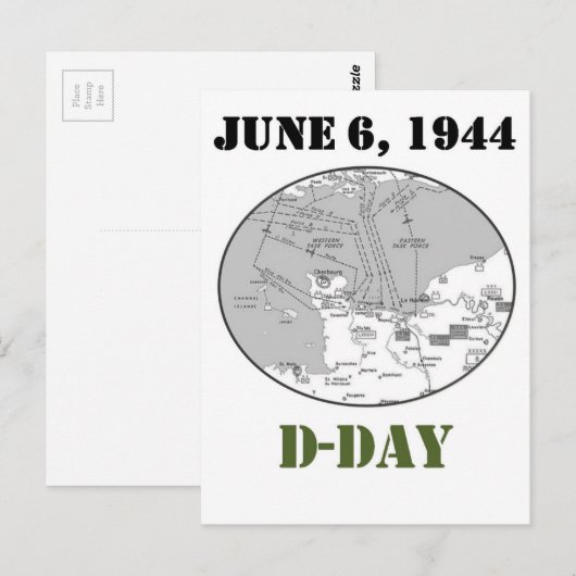 D-Day-kaart Briefkaart (Voorkant / Achterkant)