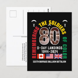 D-DAY LANDINGEN 80e Verjaardag Kleurling Soldaten Briefkaart