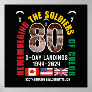 D-DAY LANDINGEN 80e Verjaardag Kleurling Soldaten Poster