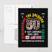 D-DAY LANDINGEN 80e Verjaardag Kleurlingensoldaten Briefkaart (Voorkant / Achterkant)