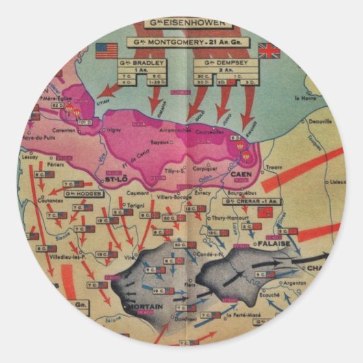 D-Day-landingen toegewezen Afbeeldingen Ronde Sticker (Voorkant)