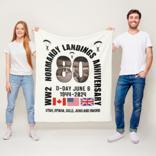 D-DAY NORMANDIË LANDINGEN WW2 80e Jubileum Fleece Deken