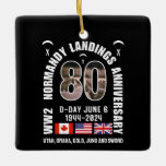 D-DAY NORMANDIË LANDINGEN WW2 80e Jubileum Keramisch Ornament<br><div class="desc">Stijlvol souvenir D-DAY NORMANDIË LANDINGEN WO2 80e Jubileum Keramisch Ornament in ZWART met TEKST ter herdenking van het 80e Jubileum van de Normandië D-Day Landings op 6 juni 1944. Ontwerp shows gewaagde typografie in een raamontwerp. Het nummer 80 heeft een D-Day-landingsscène als masker. Het ontwerp is ook voorzien van de...</div>