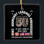 D-DAY NORMANDIË LANDINGEN WW2 80e Jubileum Keramisch Ornament<br><div class="desc">Stijlvol souvenir D-DAY NORMANDIË LANDINGEN WO2 80e Jubileum Keramisch Ornament in ZWART met TEKST ter herdenking van het 80e Jubileum van de Normandië D-Day Landings op 6 juni 1944. Ontwerp shows gewaagde typografie in een raamontwerp. Het nummer 80 heeft een D-Day-landingsscène als masker. Het ontwerp is ook voorzien van de...</div>
