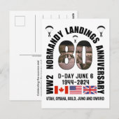 D-DAY NORMANDIË LANDINGEN WW2 80e VERJAARDAG Briefkaart (Voorkant / Achterkant)