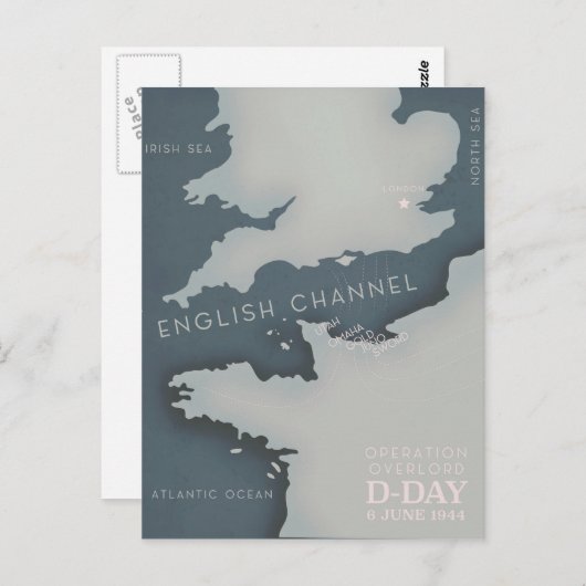 D-Day-operatie overlapt het militaire poster. Briefkaart (Voorkant / Achterkant)