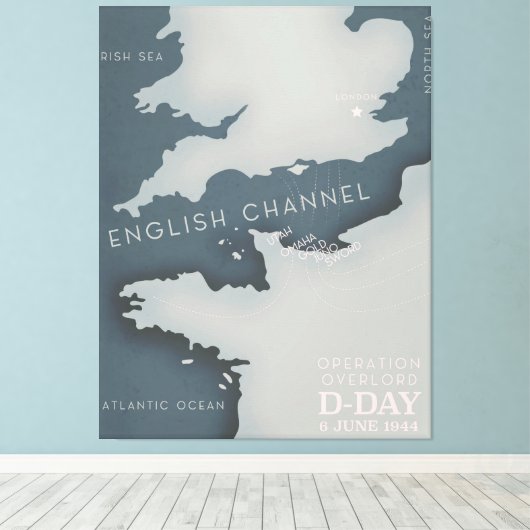 D-Day-operatie overlapt het militaire poster. Canvas Afdruk (Insitu (Houten vloer))
