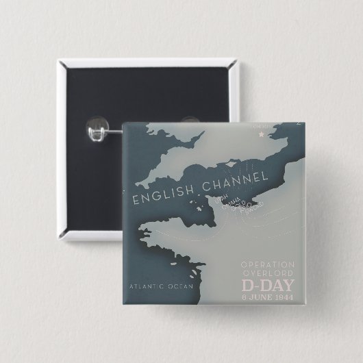 D-Day Operatie overlord Militaire poster. Vierkante Button 5,1 Cm (Voorkant /achterkant)